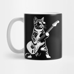 Guitar Cat Novelty Rock Music Band Concert Funny Cat Mug